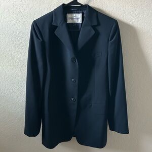 Faconnable Women’s Black Blazer Three-Button Notched Lapel Collar Size 6